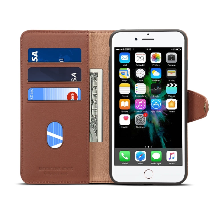 For iPhone 7 Plus / 8 Plus Denior V2 Luxury Car Cowhide Horizontal Flip Leather Case with Wallet
