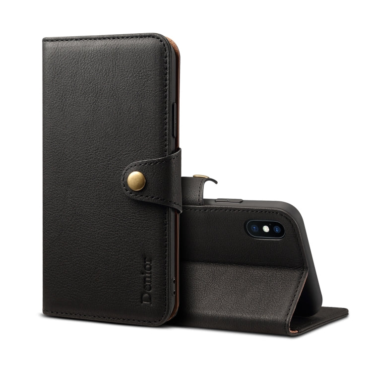 For iPhone X / XS Denior V2 Luxury Car Cowhide Horizontal Flip Leather Case with Wallet