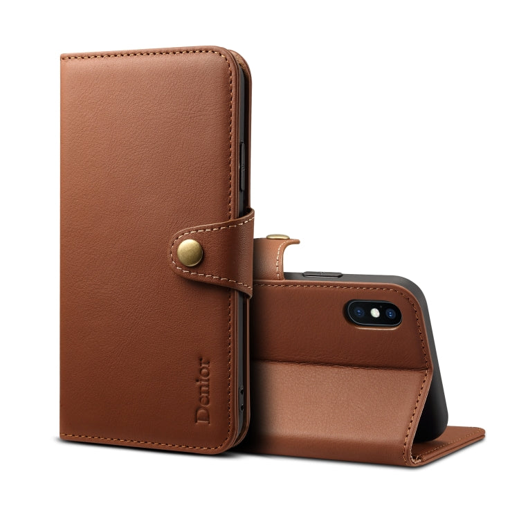 For iPhone X / XS Denior V2 Luxury Car Cowhide Horizontal Flip Leather Case with Wallet