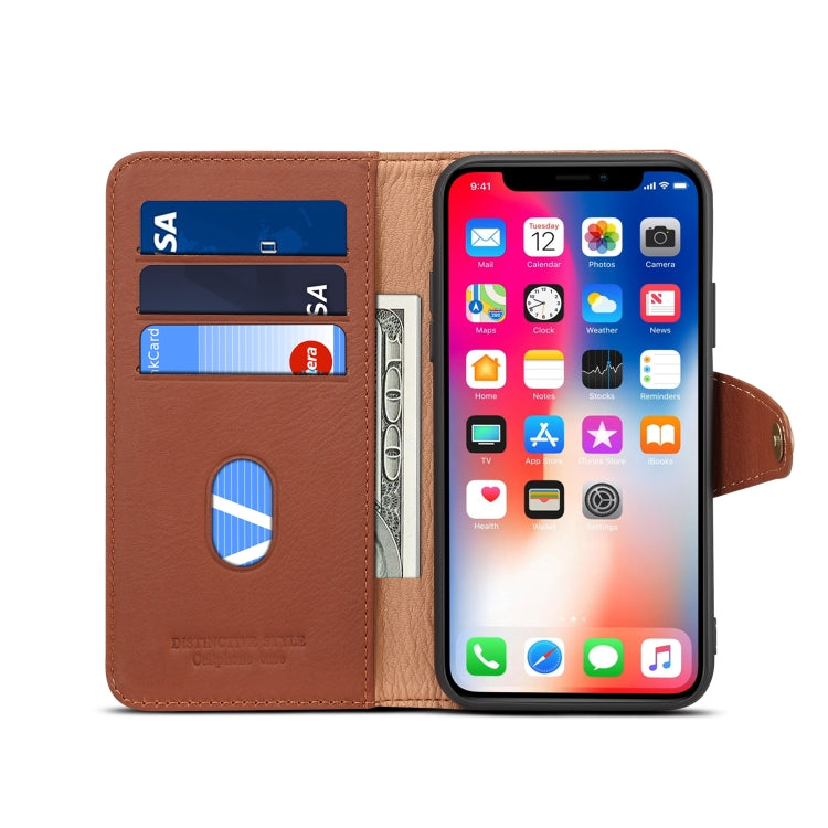 For iPhone X / XS Denior V2 Luxury Car Cowhide Horizontal Flip Leather Case with Wallet