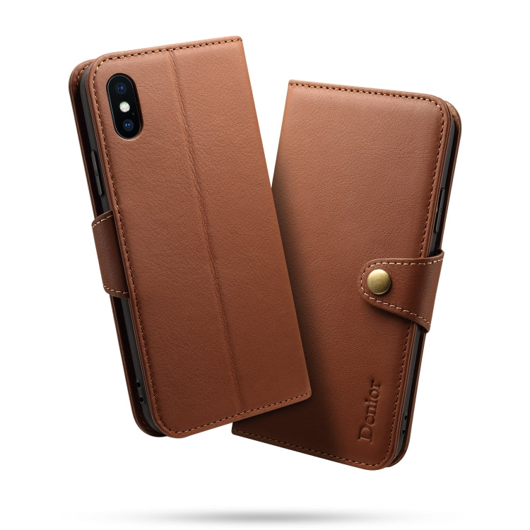 For iPhone XS Max Denior V2 Luxury Car Cowhide Horizontal Flip Leather Case with Wallet
