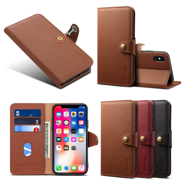 For iPhone XS Max Denior V2 Luxury Car Cowhide Horizontal Flip Leather Case with Wallet