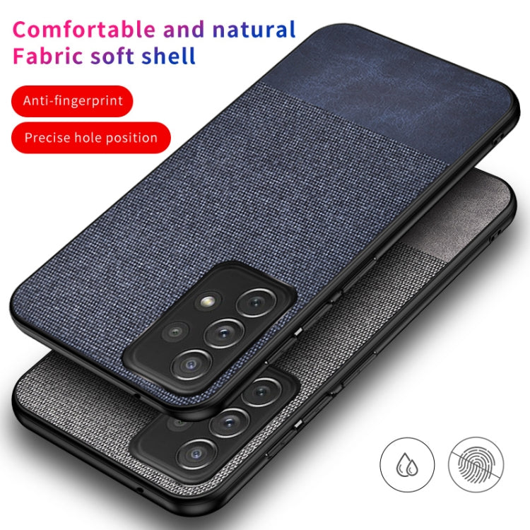 For Samsung Galaxy A73 5G Shockproof Splicing PU + Cloth Protective Case