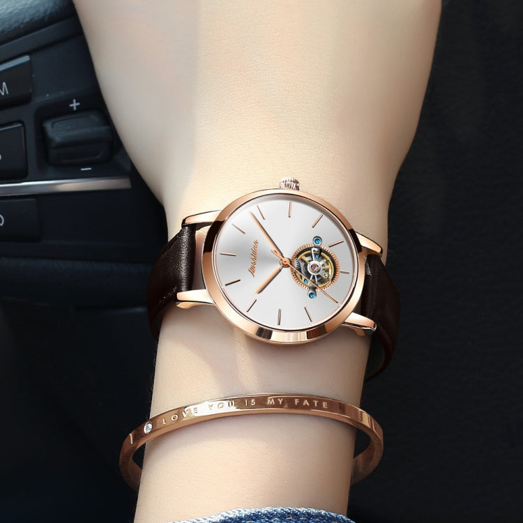 JIN SHI DUN 8812 Women Simple Hollowed Waterproof Automatic Mechanical Watch