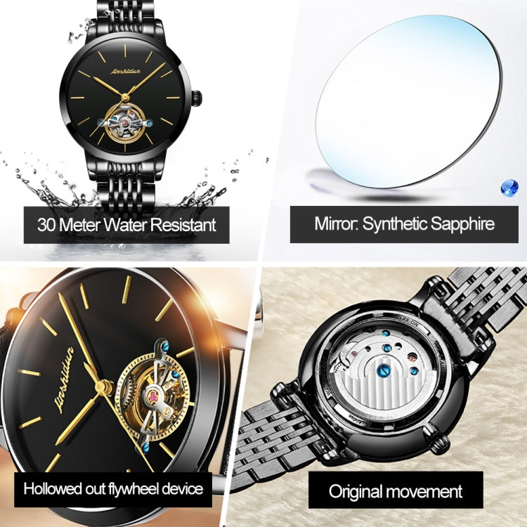 JIN SHI DUN 8812 Women Simple Hollowed Waterproof Automatic Mechanical Watch