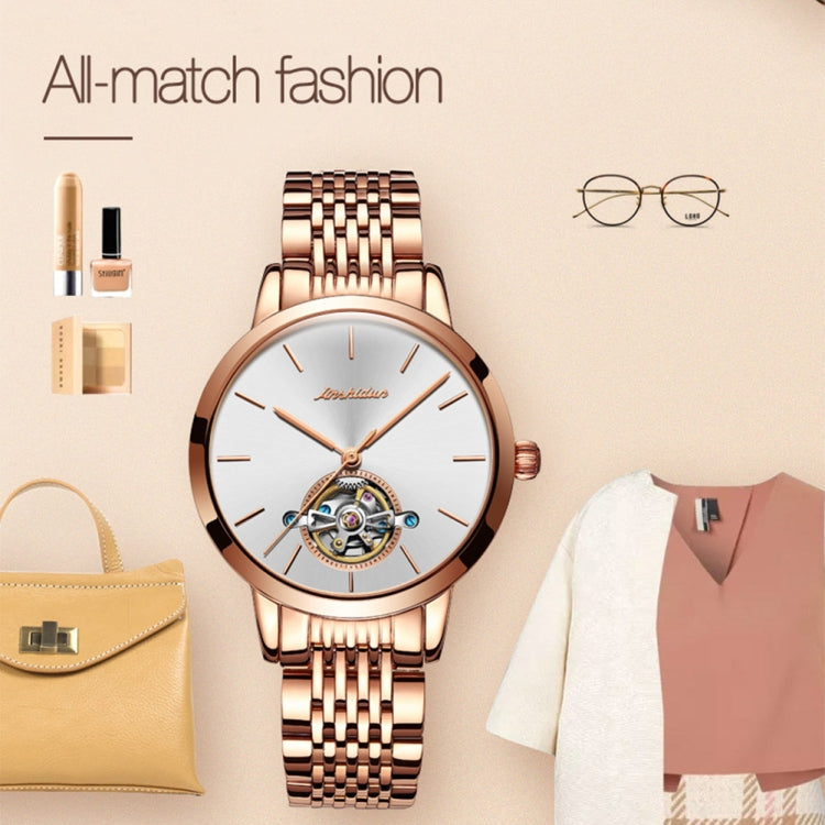 JIN SHI DUN 8812 Women Simple Hollowed Waterproof Automatic Mechanical Watch