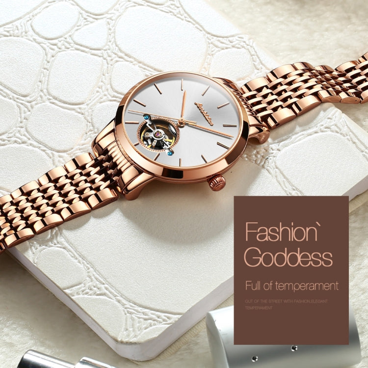 JIN SHI DUN 8812 Women Simple Hollowed Waterproof Automatic Mechanical Watch