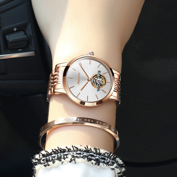 JIN SHI DUN 8812 Women Simple Hollowed Waterproof Automatic Mechanical Watch