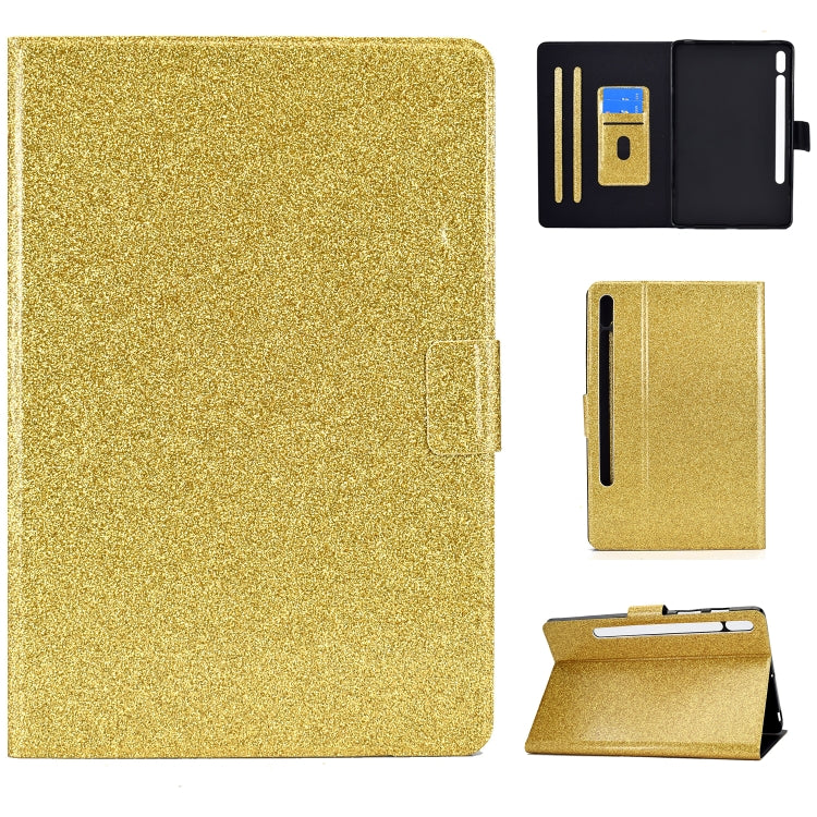For Samsung Galaxy Tab S8 / S7 Varnish Glitter Powder Smart Leather Tablet Case