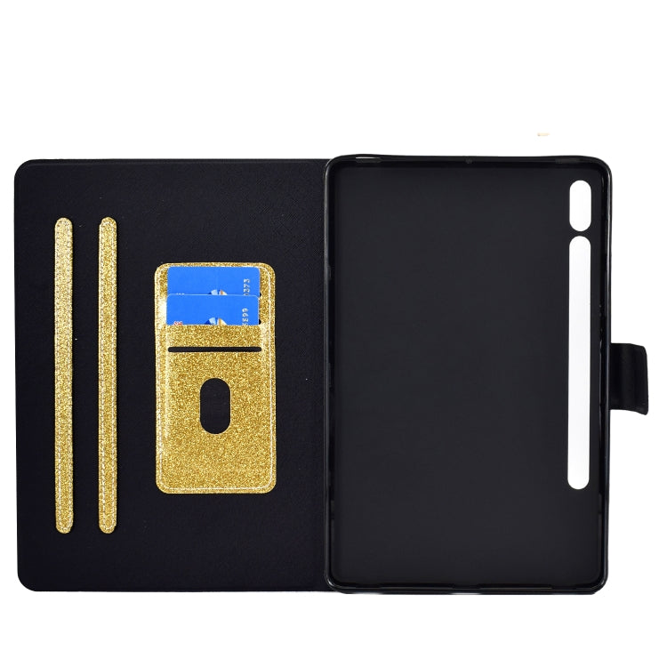 For Samsung Galaxy Tab S8 / S7 Varnish Glitter Powder Smart Leather Tablet Case