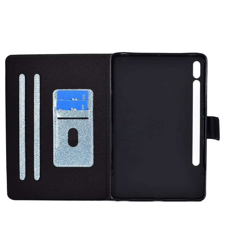 For Samsung Galaxy Tab S8 / S7 Varnish Glitter Powder Smart Leather Tablet Case
