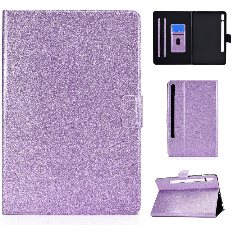 For Samsung Galaxy Tab S8 / S7 Varnish Glitter Powder Smart Leather Tablet Case