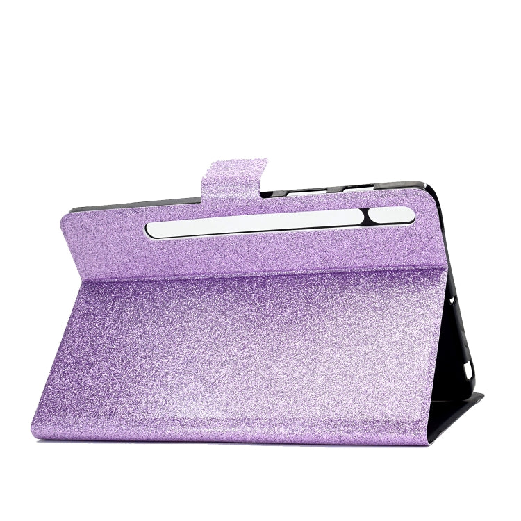 For Samsung Galaxy Tab S8 / S7 Varnish Glitter Powder Smart Leather Tablet Case