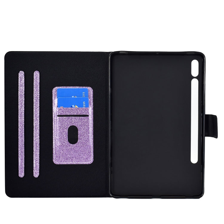 For Samsung Galaxy Tab S8 / S7 Varnish Glitter Powder Smart Leather Tablet Case