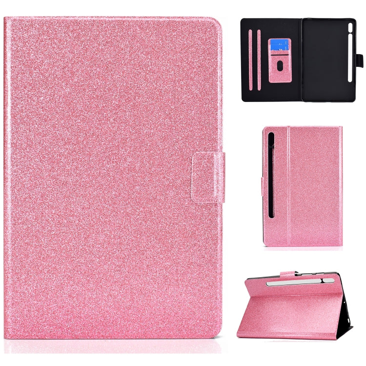 For Samsung Galaxy Tab S8 / S7 Varnish Glitter Powder Smart Leather Tablet Case