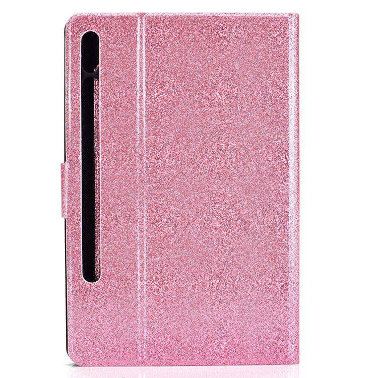 For Samsung Galaxy Tab S8 / S7 Varnish Glitter Powder Smart Leather Tablet Case