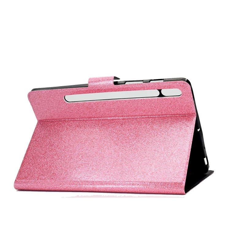 For Samsung Galaxy Tab S8 / S7 Varnish Glitter Powder Smart Leather Tablet Case