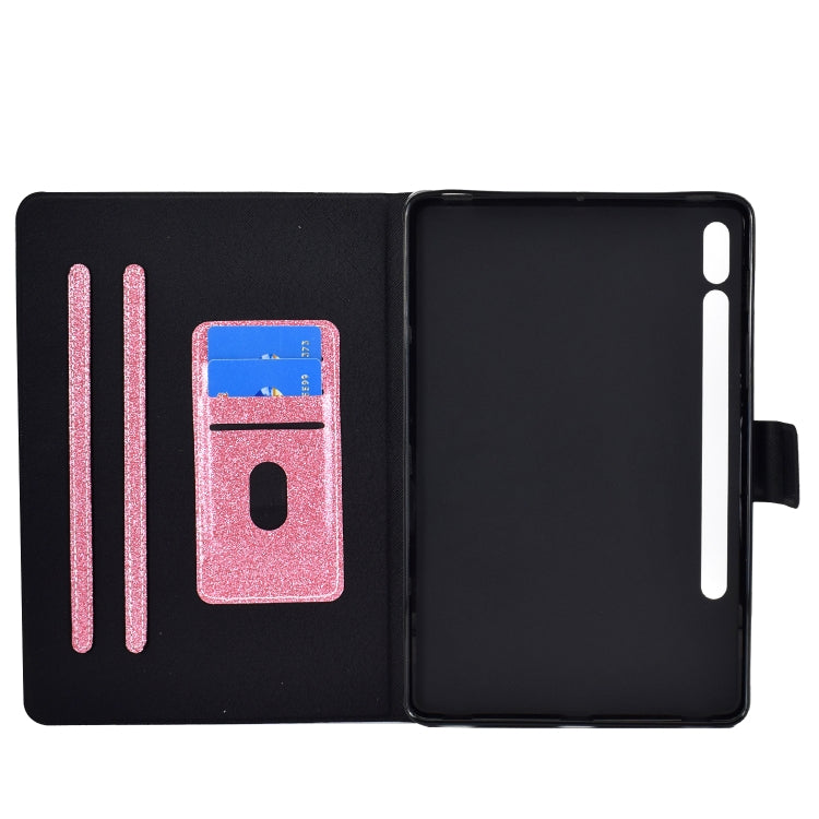 For Samsung Galaxy Tab S8 / S7 Varnish Glitter Powder Smart Leather Tablet Case