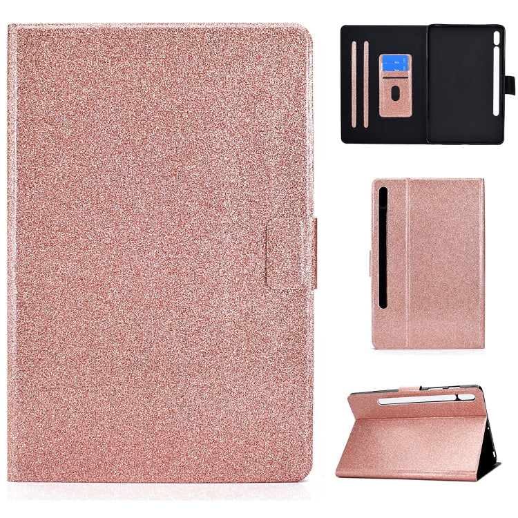 For Samsung Galaxy Tab S8 / S7 Varnish Glitter Powder Smart Leather Tablet Case