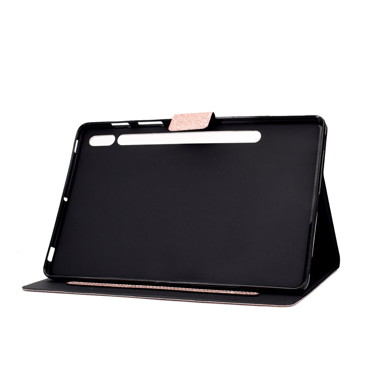 For Samsung Galaxy Tab S8 / S7 Varnish Glitter Powder Smart Leather Tablet Case