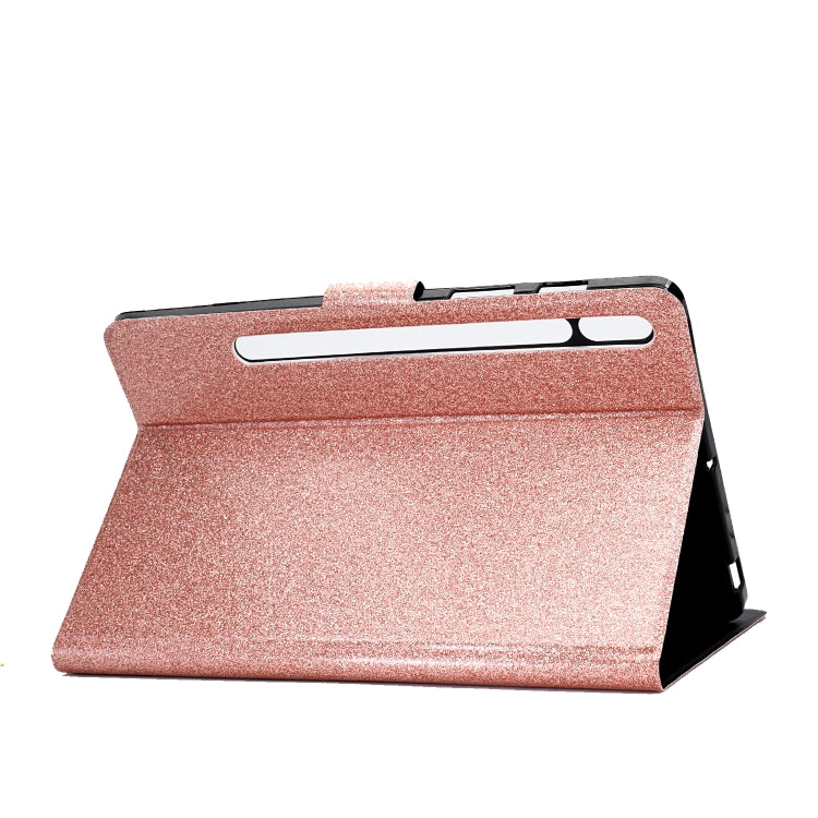 For Samsung Galaxy Tab S8 / S7 Varnish Glitter Powder Smart Leather Tablet Case