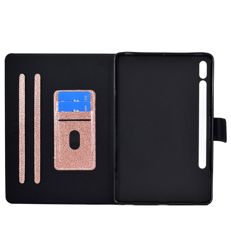 For Samsung Galaxy Tab S8 / S7 Varnish Glitter Powder Smart Leather Tablet Case