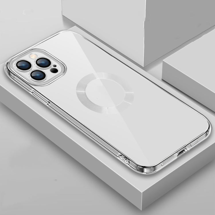 For iPhone 13 Pro Max 9D Electroplated Edge Lens Film Clear PC + TPU Shockproof Case