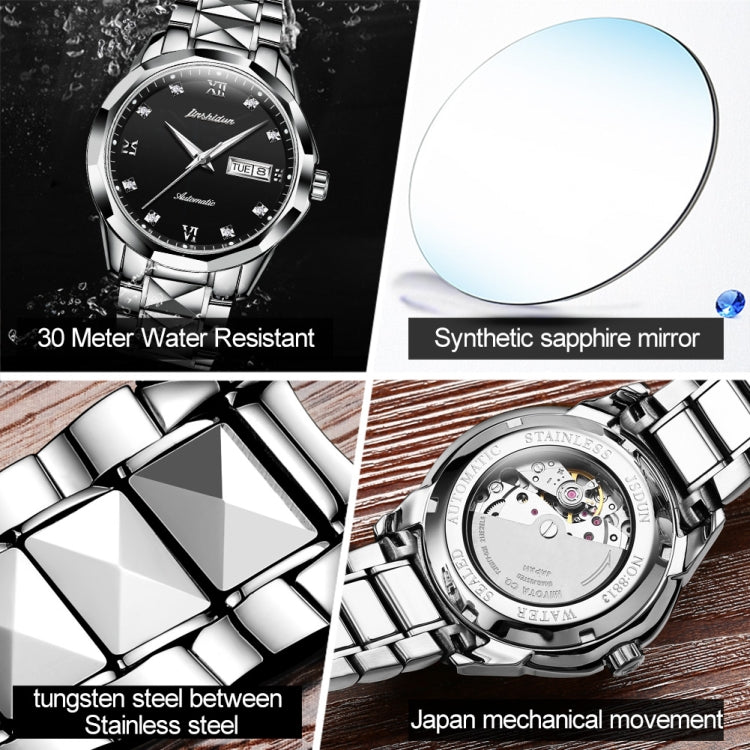 JIN SHI DUN 8813 Fashion Waterproof Luminous Automatic Mechanical Watch, Style:Men