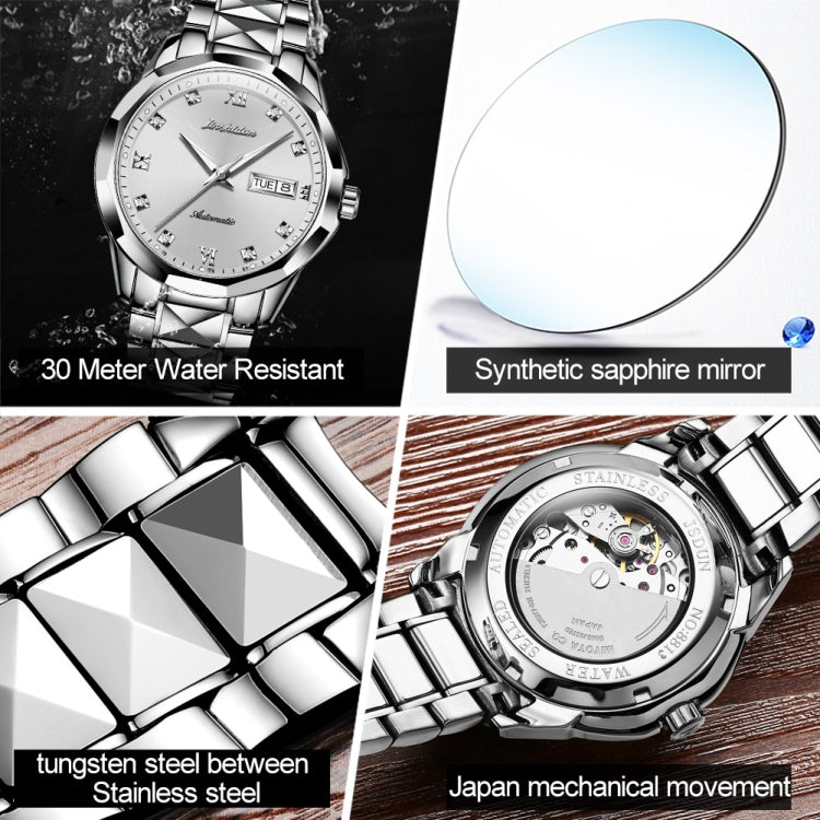JIN SHI DUN 8813 Fashion Waterproof Luminous Automatic Mechanical Watch, Style:Men