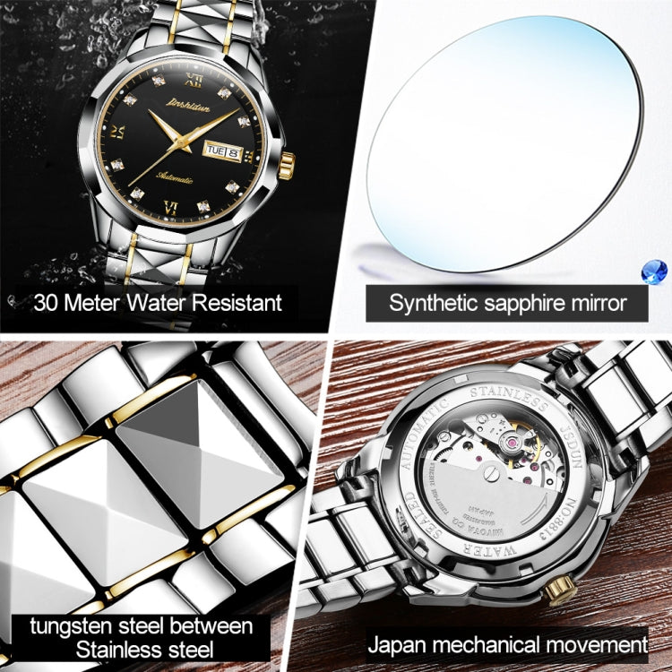 JIN SHI DUN 8813 Fashion Waterproof Luminous Automatic Mechanical Watch, Style:Men