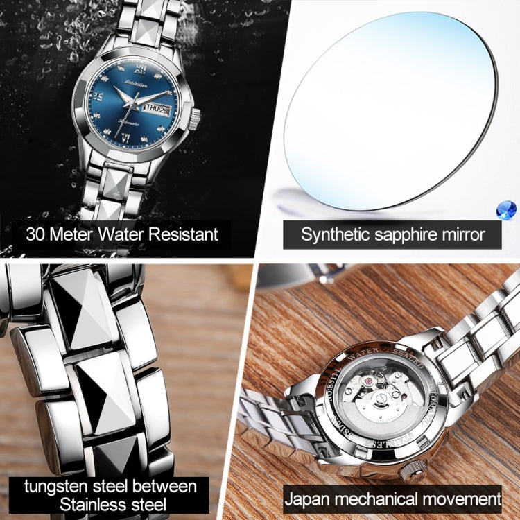 JIN SHI DUN 8813 Fashion Waterproof Luminous Automatic Mechanical Watch, Style:Women
