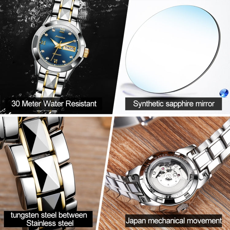 JIN SHI DUN 8813 Fashion Waterproof Luminous Automatic Mechanical Watch, Style:Women