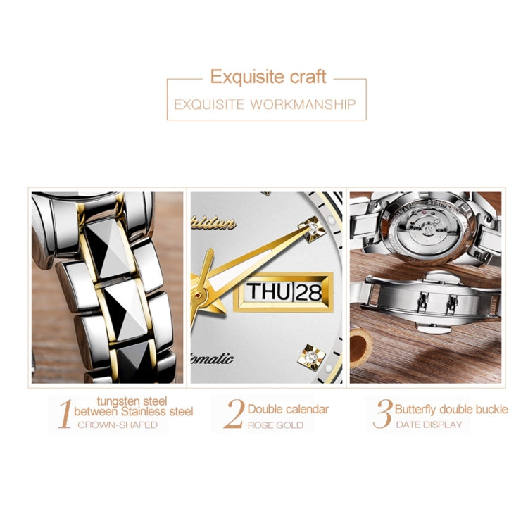 JIN SHI DUN 8813 Fashion Waterproof Luminous Automatic Mechanical Watch, Style:Women