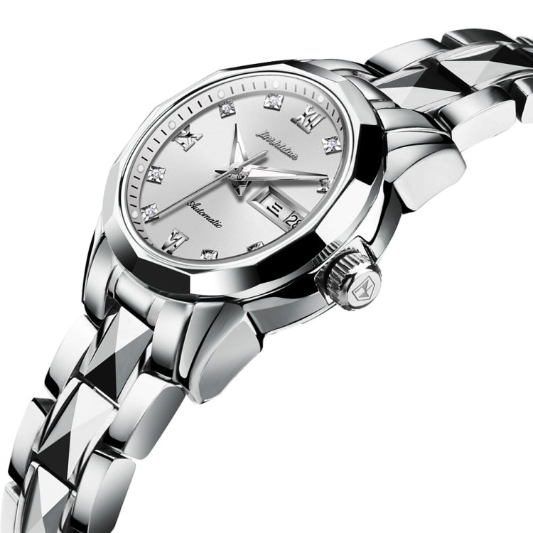 JIN SHI DUN 8813 Fashion Waterproof Luminous Automatic Mechanical Watch, Style:Women