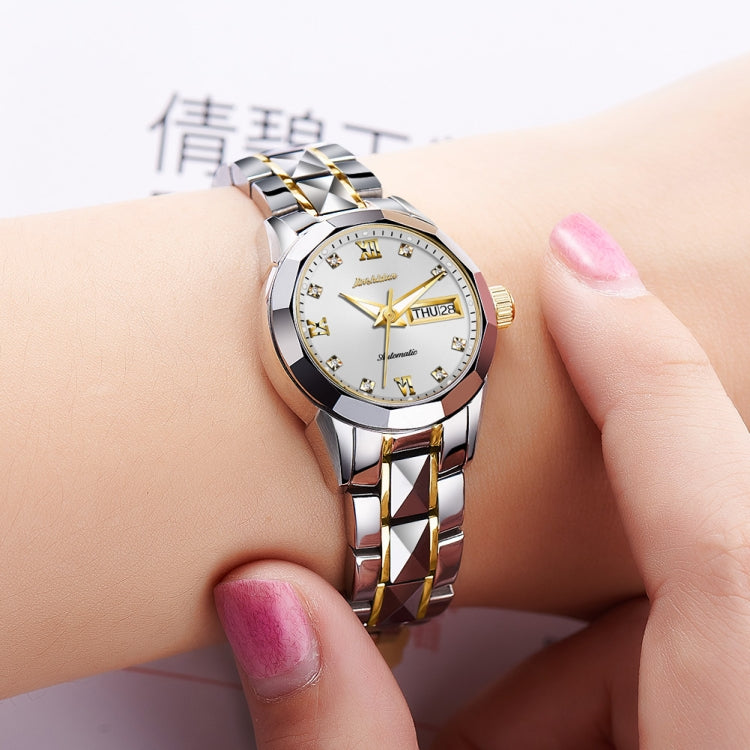 JIN SHI DUN 8813 Fashion Waterproof Luminous Automatic Mechanical Watch, Style:Women