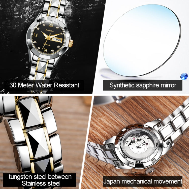 JIN SHI DUN 8813 Fashion Waterproof Luminous Automatic Mechanical Watch, Style:Women