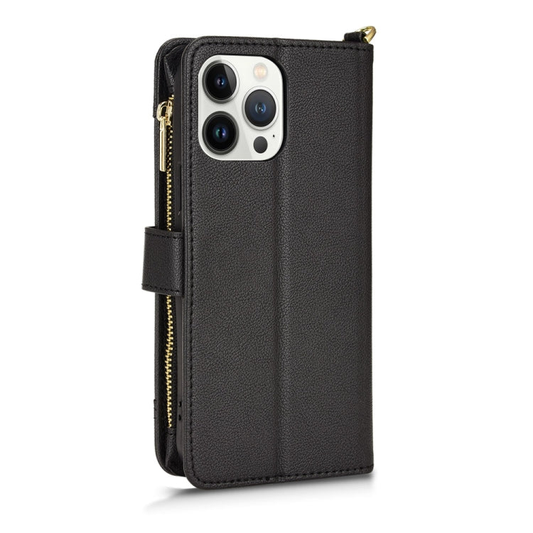 For iPhone 13 Pro Max Litchi Texture Zipper Leather Phone Case