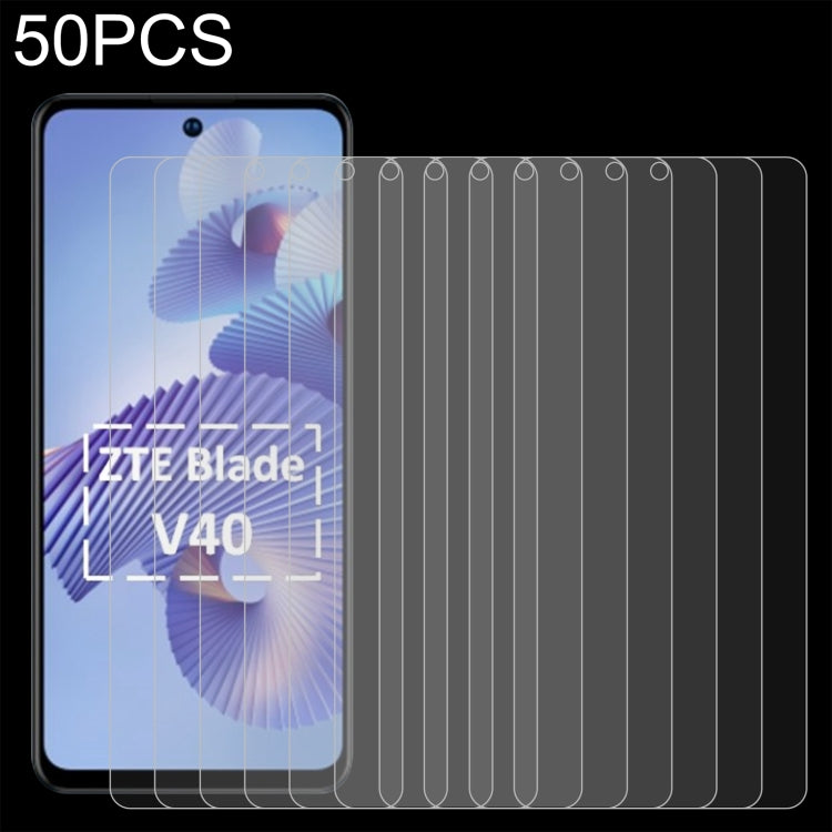 50 PCS 0.26mm 9H 2.5D Tempered Glass Film For ZTE Blade V40