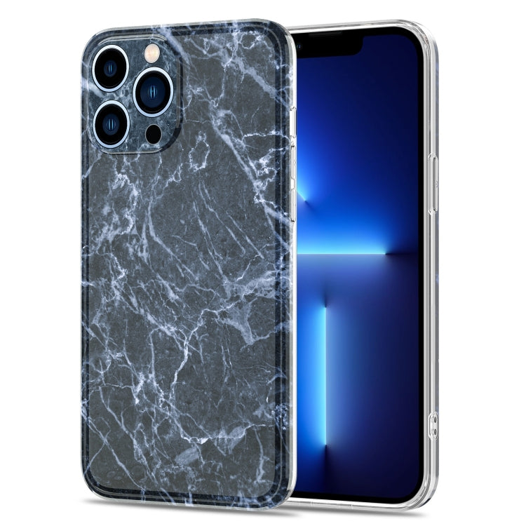 For iPhone 13 Pro Max Glossy Marble Stripe Straight Edge Case
