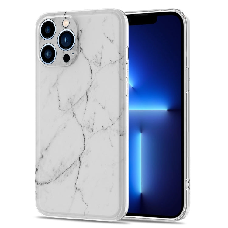 For iPhone 13 Pro Max Glossy Marble Stripe Straight Edge Case