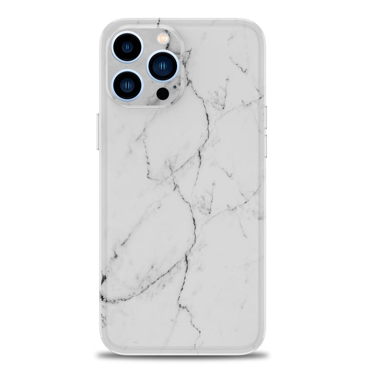 For iPhone 13 Pro Max Glossy Marble Stripe Straight Edge Case