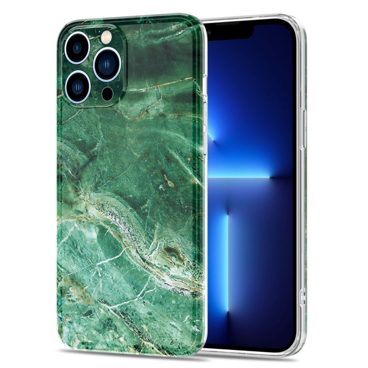 For iPhone 13 Pro Max Glossy Marble Stripe Straight Edge Case
