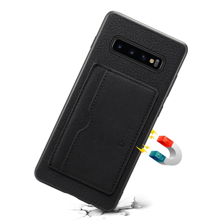 For Galaxy S10 Denior V3 Luxury Car Cowhide Leather Protective Case with Holder & Card Slot