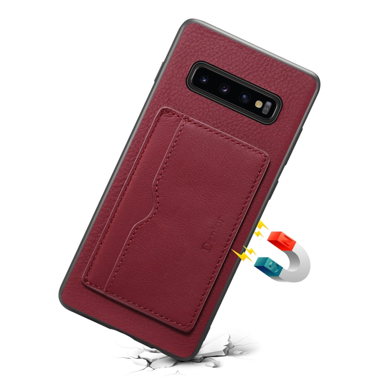 For Galaxy S10 Denior V3 Luxury Car Cowhide Leather Protective Case with Holder & Card Slot