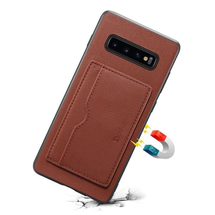 For Galaxy S10 Denior V3 Luxury Car Cowhide Leather Protective Case with Holder & Card Slot
