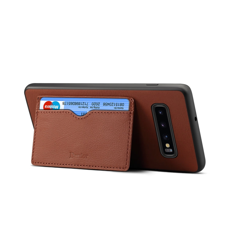 For Galaxy S10 Denior V3 Luxury Car Cowhide Leather Protective Case with Holder & Card Slot