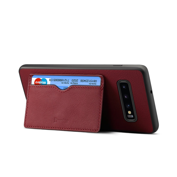For Galaxy S10 Plus Denior V3 Luxury Car Cowhide Leather Protective Case with Holder & Card Slot