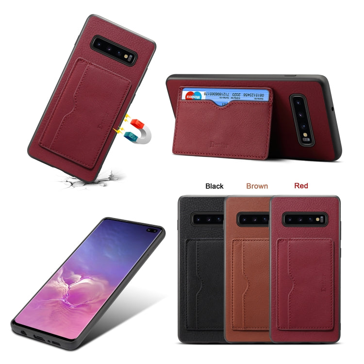 For Galaxy S10 Plus Denior V3 Luxury Car Cowhide Leather Protective Case with Holder & Card Slot