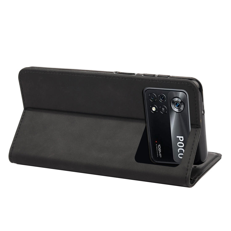 For Xiaomi Poco X4 Pro 5G Skin Feel Magnetic Splicing Leather Phone Case