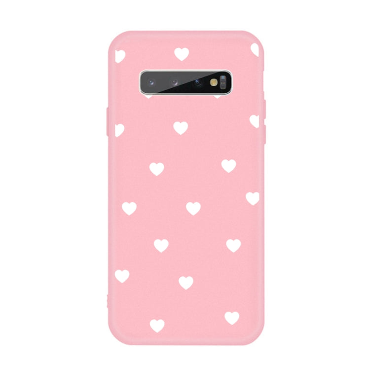 For Galaxy S10+ Multi Love Heart Pattern Frosted TPU Protective Case